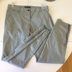 Theory light green dress pants with side zippers